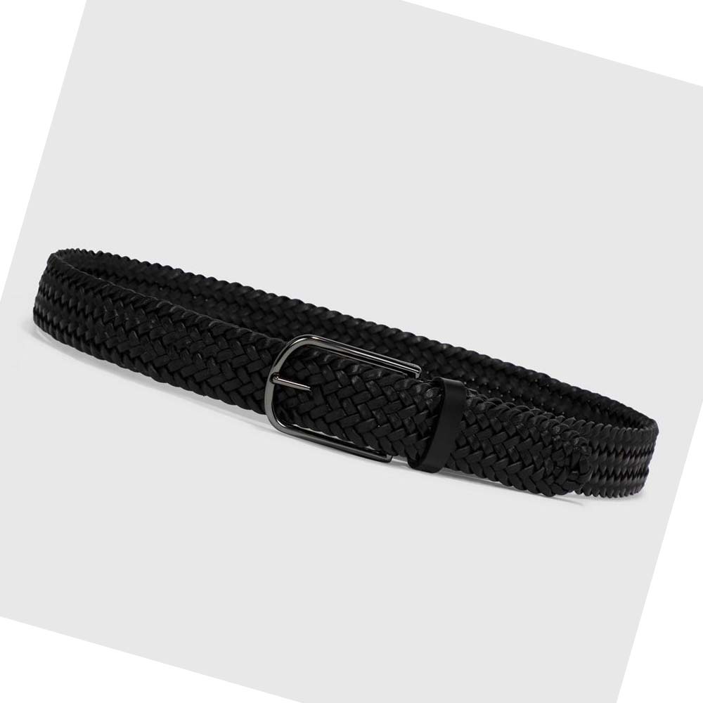 Men's Ecco Italian Braided Belts Black | Canada 811ILH